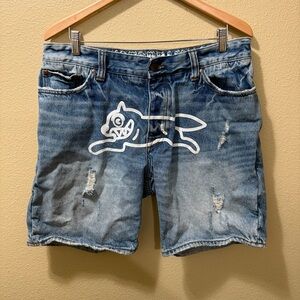 Men’s Size 36 BBC Billionaire Boys Club Run Dog Ice Cream Distressed Jean Shorts